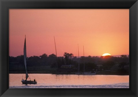 Framed Traditional Egyptian Falucca, Nile River, Luxor, Egypt Print