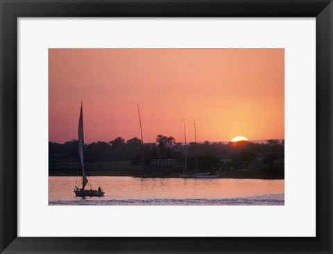 Framed Traditional Egyptian Falucca, Nile River, Luxor, Egypt Print