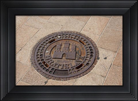 Framed Slovakia, Bratislava, Manhole, coat of arms Print