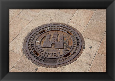 Framed Slovakia, Bratislava, Manhole, coat of arms Print