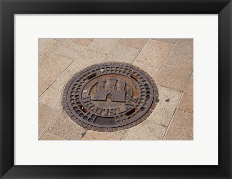 Framed Slovakia, Bratislava, Manhole, coat of arms Print