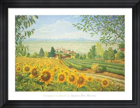 Framed Campagna con Girasoli Print
