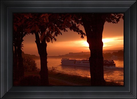 Framed Sunset, Cruise ship, Danube River, Bratislava, Slovakia Print