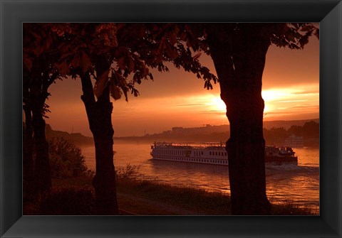 Framed Sunset, Cruise ship, Danube River, Bratislava, Slovakia Print