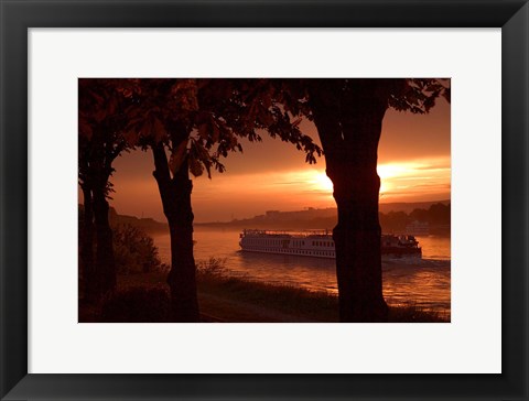 Framed Sunset, Cruise ship, Danube River, Bratislava, Slovakia Print