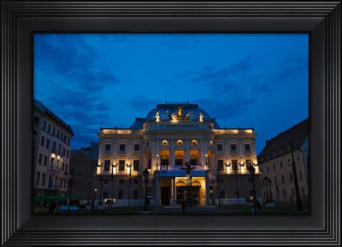 Framed Night view of Bratislava Opera House, Slovakia Print