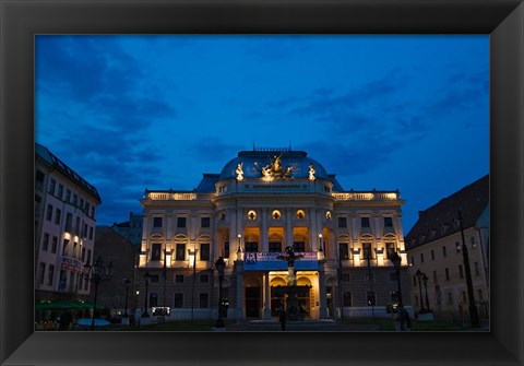 Framed Night view of Bratislava Opera House, Slovakia Print