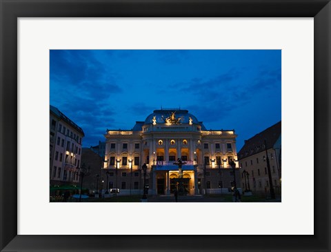 Framed Night view of Bratislava Opera House, Slovakia Print