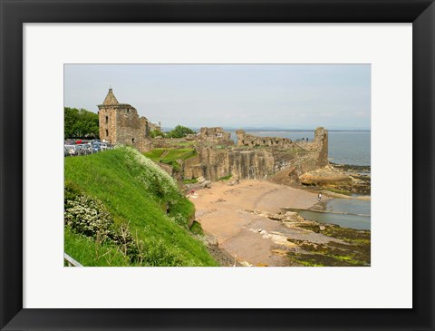 Framed Coastline Beach and Ruins of St Andrews, Scotland Print