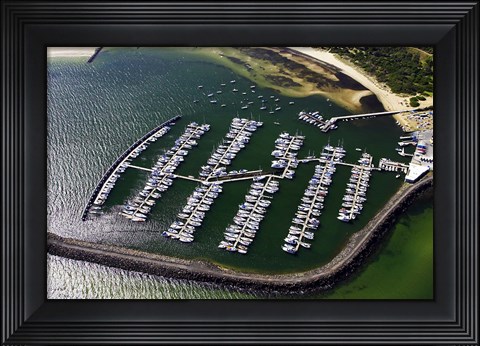 Framed WWI Submarine Wreck and Marina, Port Phillip Bay, Melbourne, Victoria, Australia Print