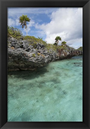 Framed Scenic lagoon located inside volcanic caldera, Fiji Print