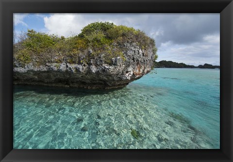 Framed Fiji, Island of Fulanga. Lagoon inside volcanic caldera. Mushroom islets, limestone formations. Print