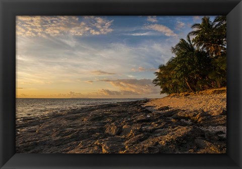 Framed Late afternoon light on a beach on Beachcomber island, Mamanucas Islands, Fiji, South Pacific Print