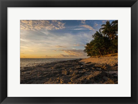 Framed Late afternoon light on a beach on Beachcomber island, Mamanucas Islands, Fiji, South Pacific Print