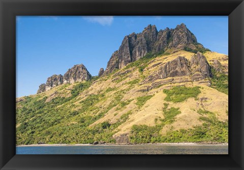 Framed Naviti island, Yasawa, Fiji, South Pacific Print