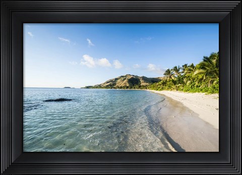 Framed White sandy beach, Oarsman Bay, Yasawa, Fiji Print