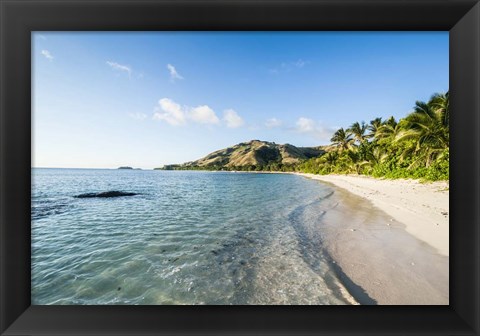 Framed White sandy beach, Oarsman Bay, Yasawa, Fiji Print