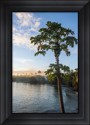 Framed Sunset over the beach, Nacula island, Yasawa, Fiji, South Pacific Print