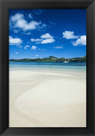 Framed Turquoise water at the Nanuya Lailai Island, Blue Lagoon, Yasawa, Fiji, South Pacific Print