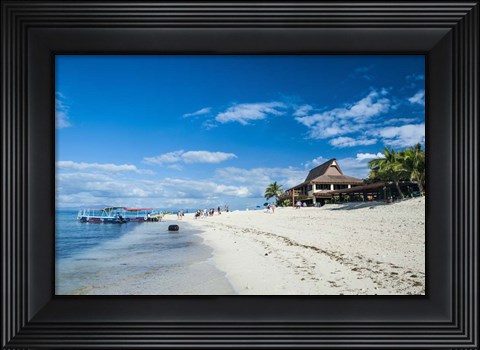 Framed Beach restaurant on Beachcomber Island, Mamanucas Islands, Fiji, South Pacific Print