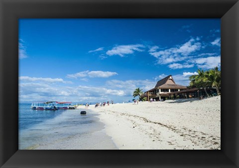 Framed Beach restaurant on Beachcomber Island, Mamanucas Islands, Fiji, South Pacific Print