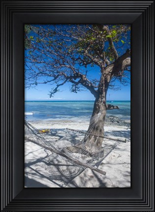 Framed Hammock on the beach of a resort, Nacula Island, Yasawa, Fiji, South Pacific Print