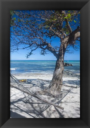 Framed Hammock on the beach of a resort, Nacula Island, Yasawa, Fiji, South Pacific Print