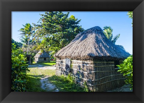 Framed Local thatched hut, Yasawa, Fiji, South Pacific Print