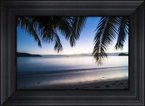 Framed Sunset over the beach, Naviti, Yasawa, Fiji, South Pacific Print