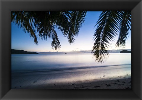 Framed Sunset over the beach, Naviti, Yasawa, Fiji, South Pacific Print