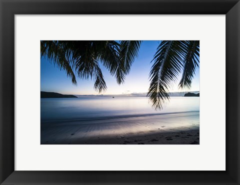 Framed Sunset over the beach, Naviti, Yasawa, Fiji, South Pacific Print