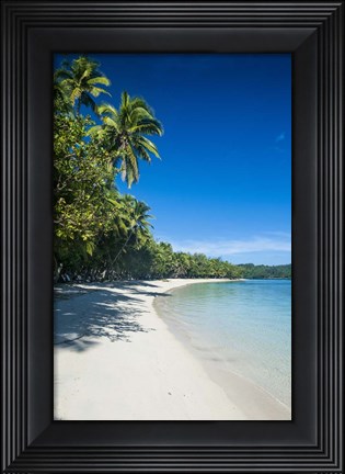 Framed White sand beach and water at the Nanuya Lailai island, the blue lagoon, Fiji Print
