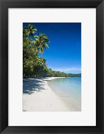 Framed White sand beach and water at the Nanuya Lailai island, the blue lagoon, Fiji Print