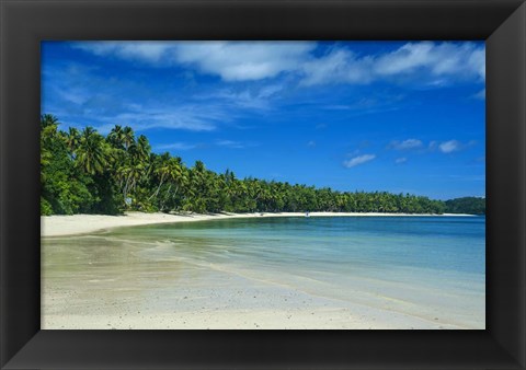 Framed White sand beach and water at the Nanuya Lailai island, the blue lagoon, Yasawa, Fiji, South Pacific Print