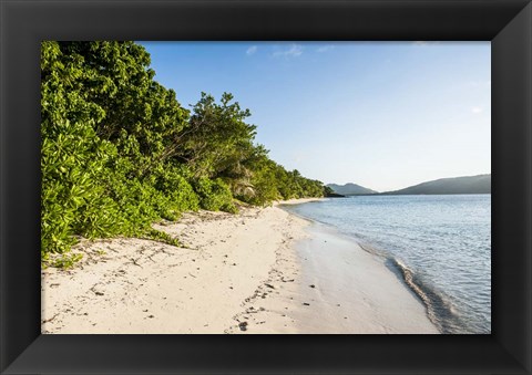 Framed White sandy beach, Fiji Print