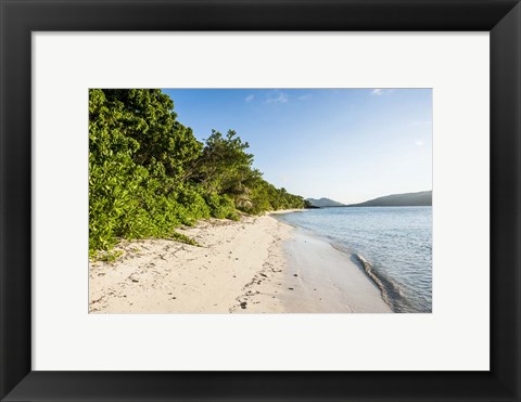 Framed White sandy beach, Fiji Print