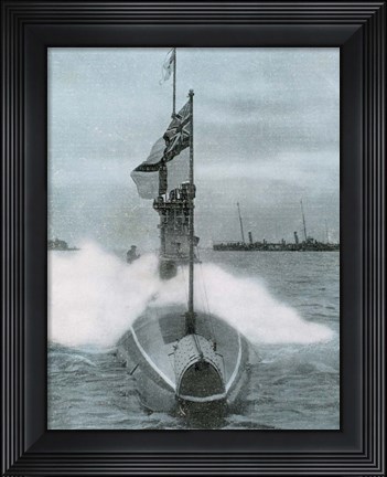 Framed World War I (1914-1918). The British submarine E-8. Sank a German destroyer in the North Sea Print