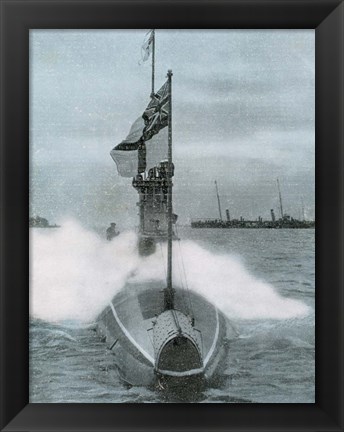 Framed World War I (1914-1918). The British submarine E-8. Sank a German destroyer in the North Sea Print