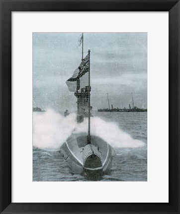 Framed World War I (1914-1918). The British submarine E-8. Sank a German destroyer in the North Sea Print