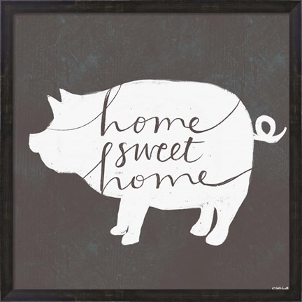Framed Home Sweet Home Pig Print