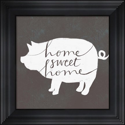 Framed Home Sweet Home Pig Print