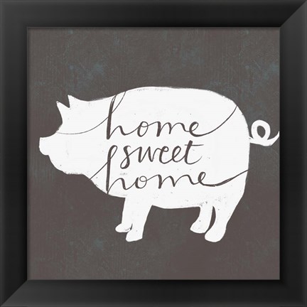 Framed Home Sweet Home Pig Print
