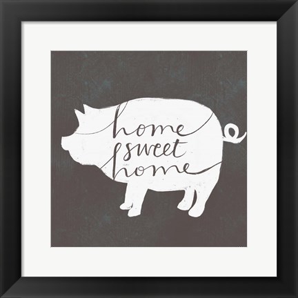 Framed Home Sweet Home Pig Print