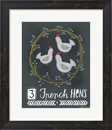 Framed 3 French Hens Print