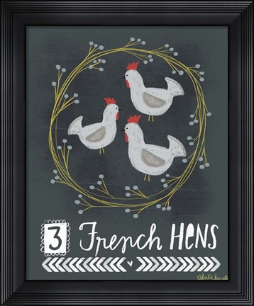 Framed 3 French Hens Print