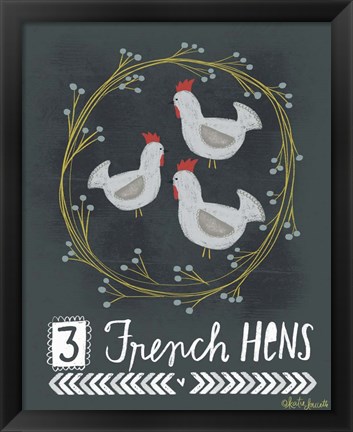 Framed 3 French Hens Print