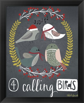 Framed 4 Calling Birds Print