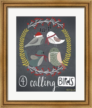 Framed 4 Calling Birds Print