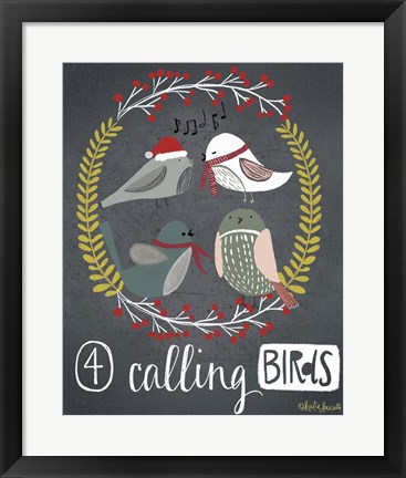 Framed 4 Calling Birds Print