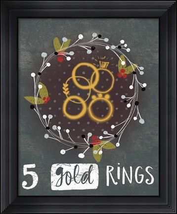 Framed 5 Gold Rings Print